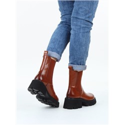 01-BE22B-4C BROWN Ботинки демисезонные женские (натуральная кожа, байка)