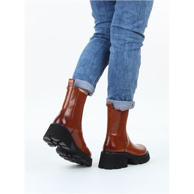 01-BE22B-4C BROWN Ботинки демисезонные женские (натуральная кожа, байка)