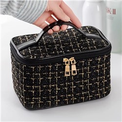 Косметичка твидовая на молнии с ручкой, 20*14,5*13 см.