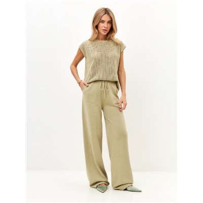 Брюки палаццо с карманами, Фисташковый