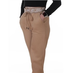 2611 BEIGE Штаны утепленные спортивные женские (85% хлопок, 10% полиэстер, 5% спандекс)