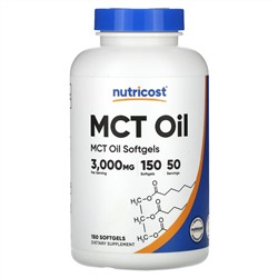 Nutricost, масло MCT, 3000 мг, 150 капсул (1000 мг в 1 капсуле)