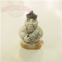 Колокольчик Старец с нерпенком глазурь, роспись Байкал 14*9*8 см