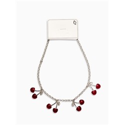 Цепь с подвесками «Вишня», 40 см, красная в серебре