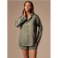 Пижама женская (рубашка, шорты) SL HOME Tensel Home, зелёная