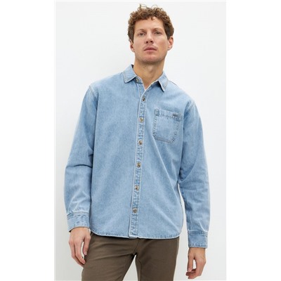 Рубашка джинс P311-1241 middle blue