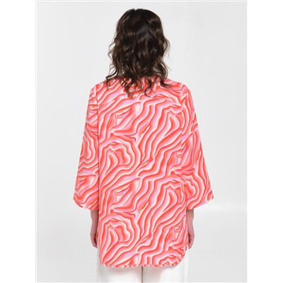 Блуза кораллового цвета с рукавом 3/4