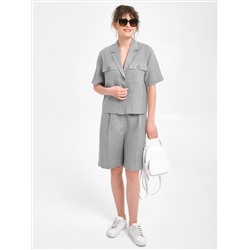 Шорты льняные светло-серые с карманами