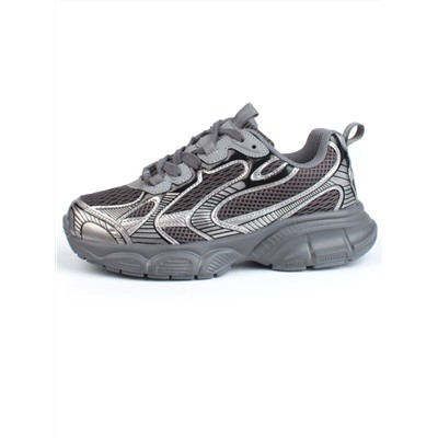 05-P247-1 BLACK/SILVER Кроссовки женские (искусственные материалы, сетка)