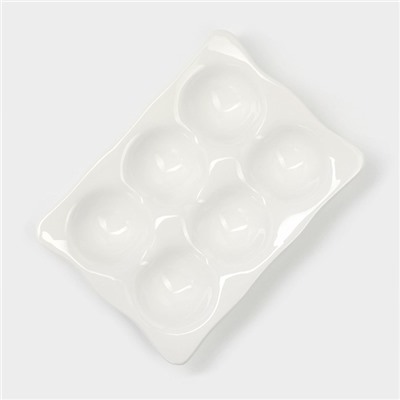 Подставка для яиц Magistro «Бланш», 6 секций, 18×13 см, фарфор, белая