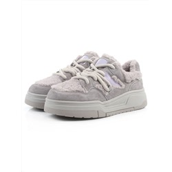 04-P123-2C GRAY Кроссовки демисезонные женские (натуральная замша, натуральная кожа, текстиль)