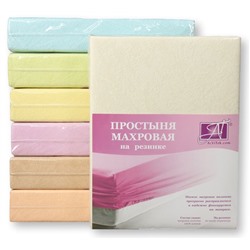 Простынь махровая на резинке, молочный (al-100195-gr)