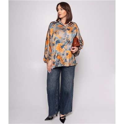 Блуза #КТ1936 (2), голубой, оранжевый