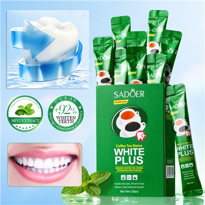 Ополаскиватель для полости рта мятный против налета от кофе и чая Sadoer , Набор 20 шт. по 10 мл.