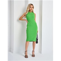 Платье-футляр трикотажное зелёное без рукавов