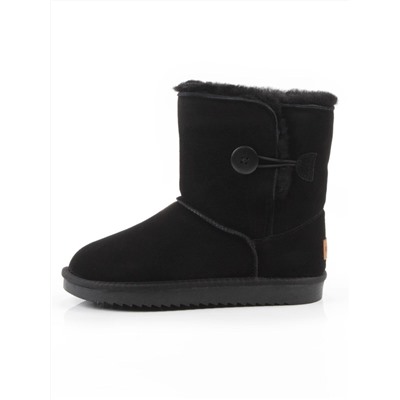 04-PAYH02-01Z BLACK  Угги женские (натуральная замша, 100% шерсть, натуральный мех)