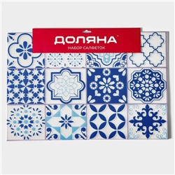 Салфетки сервировочные на стол Доляна «Мозаика», 4 шт., 45×30 см, синие