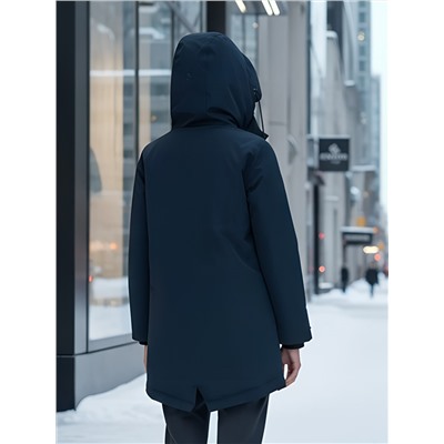 Парка женская зимняя MTFORCE c капюшоном темно-синего цвета 2329TS