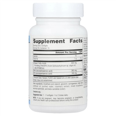 Source Naturals, Vegan Omega-3s EPA-DHA, 300 мг, 30 мягких таблеток