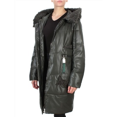 21-985 DARK GREEN Пальто зимнее женское AIKESDFRS (200 гр. холлофайбера)