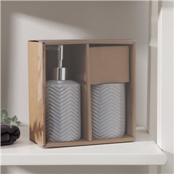 Аксессуары для ванной «Минимал», 2 предмета, дозатор для мыла 350 мл, стакан 350 мл, серые