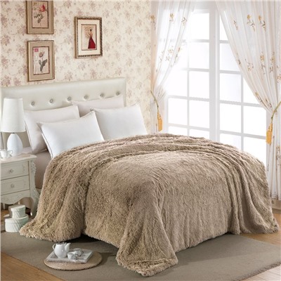 Плед с длинным ворсом 220*240 бежевый