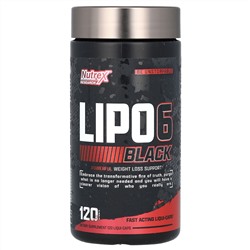 Nutrex Research, LIPO-6 Black, экстремальная эффективность, 120 черных капсул