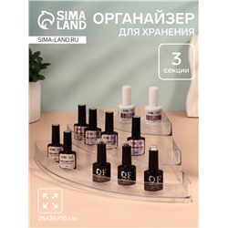 Органайзер для хранения, 3 секции, 26 × 26 × 10 см, цвет прозрачный