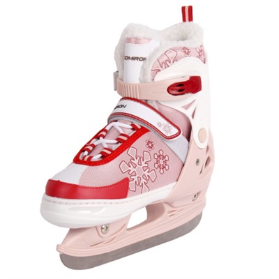 Коньки ледовые раздвижные COMIRON / M /уп 6/ (35-38) розовые