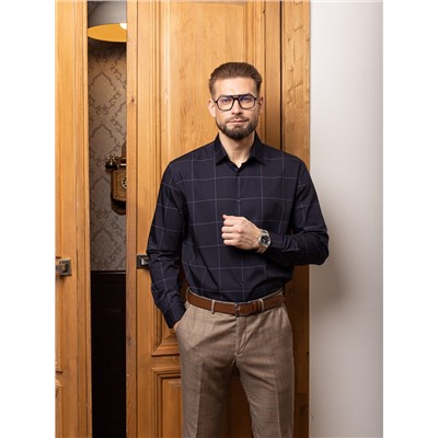 007J Мужская рубашка JenTa темно-синий