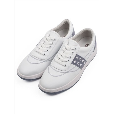 03-YA345-1 WHITE/BLUE Полуботинки спортивные женские (натуральная кожа, натуральная замша)