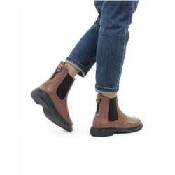 01-XKL21-137R BROWN Ботинки демисезонные женские (натуральная кожа, байка)