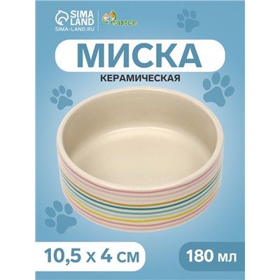Миска керамическая "Разноцветные полоски" 180 мл,  10,5 х 4 см