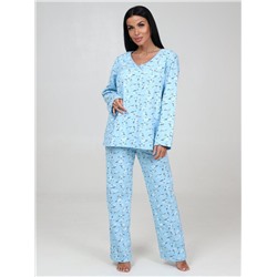Пижама  теплые женская 117 голубой футер с начесом