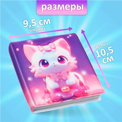 Записная книжка подарочная 96л,линия, цветной блок,обложка ПВХ 3D Кошка (9,5х10,5см)
