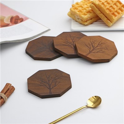 Набор подставок под кружки Magistro «Древо», под кружку, дерево, 4 шт.