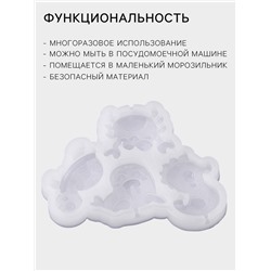 Форма для леденцов «Морской мир», силикон, 4 ячейки, 9.8×7.5×1 см, прозрачная