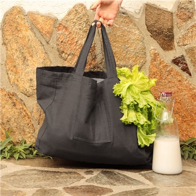 Сумка из льна двухсторонняя SL HOME Linear bag, 67×35 см, 50% лён, 50% хлопок, 180 г/м2