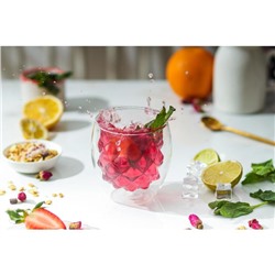 Стакан с двойными стенками Magistro «Дуо», Ананас, 250 мл, 8.5×8.5×9 см, стекло, прозрачный