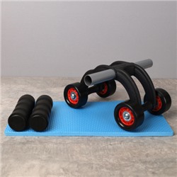 Ролик для пресса Woohooo Ab Roller I / 4 колеса /+ коврик для коленей / черный / уп20