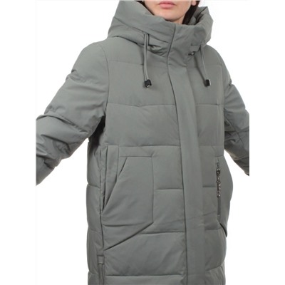 7715 GRAY/GREEN Пальто зимнее женское (200 гр. холлофайбер)