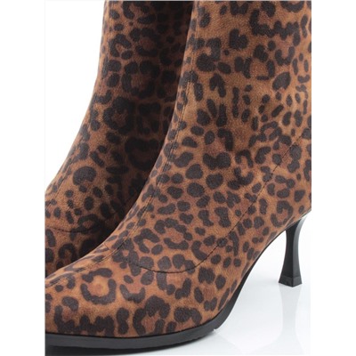 02-H26B-47ЗPC BROWN LEOPARD Сапоги демисезонные женские (велюр)