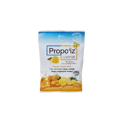 Пастилки с прополисом Propoliz Lozenge Plus Honey Lime and Ginger 8 таблеток