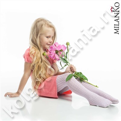 Детские ажурные колготки из хлопка ЦВЕТНЫЕ (Узор 2) MilanKo IN-015