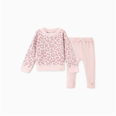 Костюм вязаный Крошка Я Leo Baby рост 68-74 см, розовый