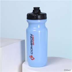Бутылка велосипедная COMIRON RACE1 гоночная, силиконовый клапан +уплотнитель, пищевой PP, BPA-free, цвет Light Blue 550ml/ уп100