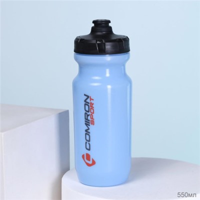 Бутылка велосипедная COMIRON RACE1 гоночная, силиконовый клапан +уплотнитель, пищевой PP, BPA-free, цвет Light Blue 550ml/ уп100