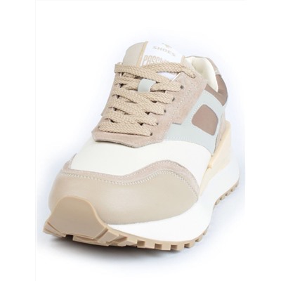 05-A603-2 BEIGE Кроссовки женские (натуральная кожа, натуральная замша)