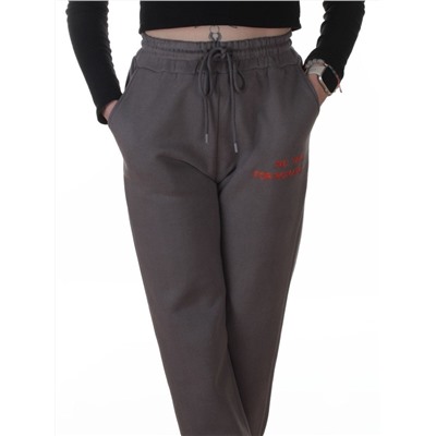2621 GRAY Штаны спортивные утепленные женские (85% хлопок, 10% полиэстер, 5% спандекс)