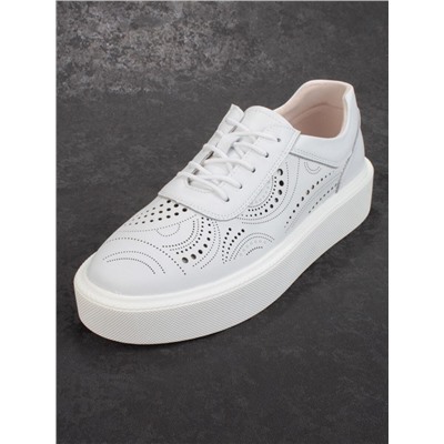 03-PDD166-2 WHITE Полуботинки женские (натуральная кожа)